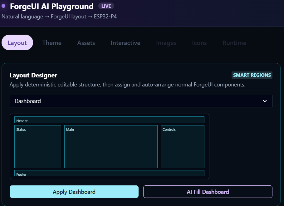 Layout Designer ForgeUI Starter interface preview